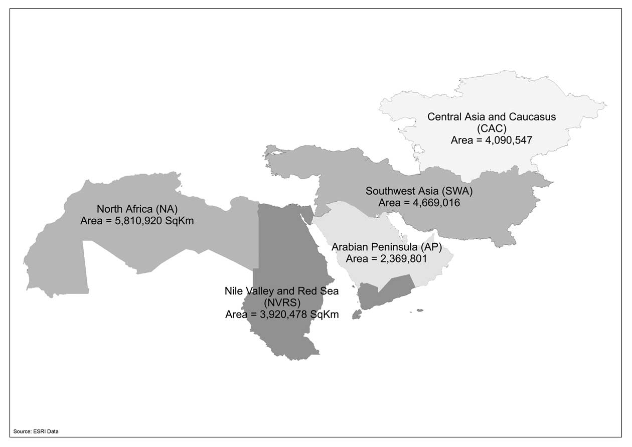 Figure 1-1. The CWANA region: b) subregions.